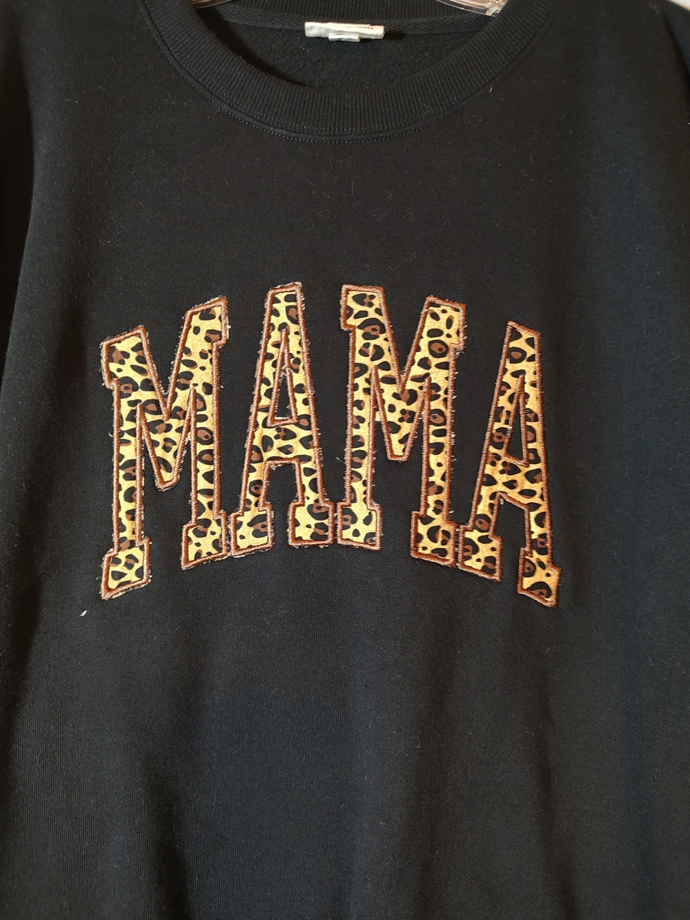Reflex Black Sweatshirt with Leopard 'MAMA' Applique